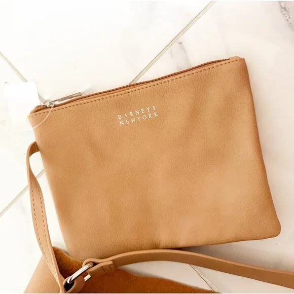 Barneys New York Animal Print Leather Brown Tote Bag w/ Pouch NEW - Picture 8 of 13